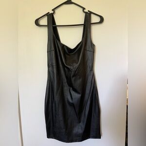 Faux Leather Black Dress